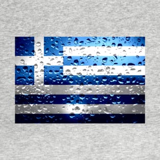 Flag of Greece - Raindrops T-Shirt